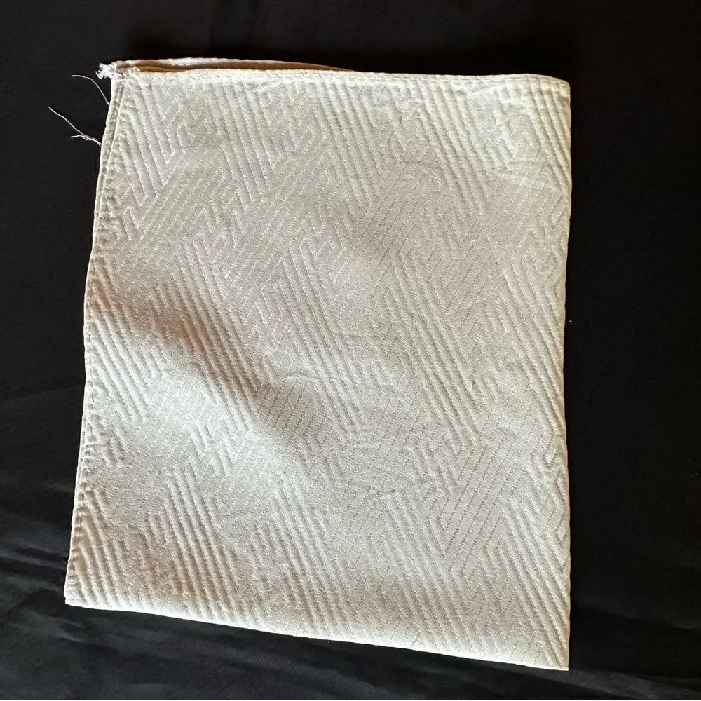 Vintage Bird Motif Embroidered Cream Silk Napkin